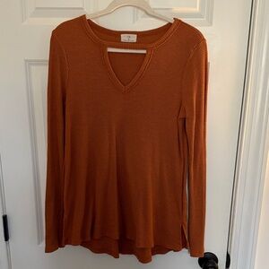 Anthropologie Burnt Orange V-Neck Tunic